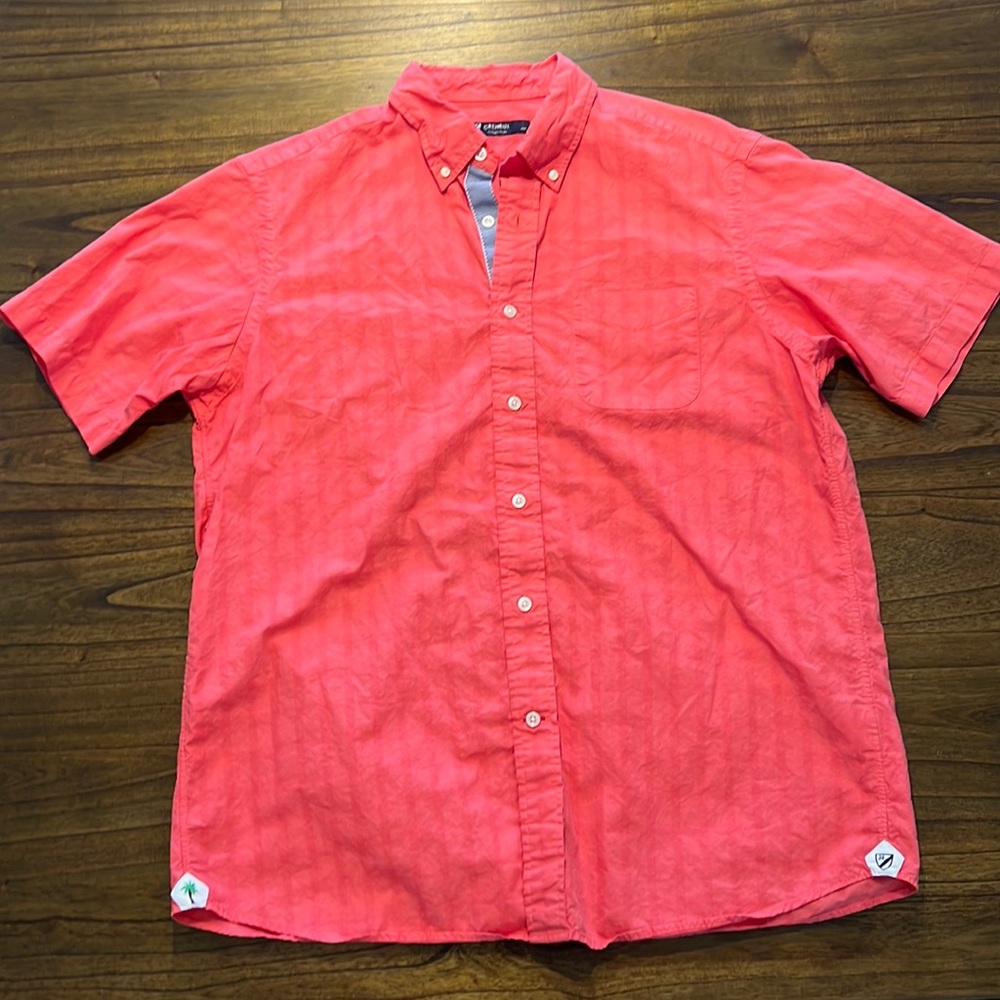 Mens Cremieux button down short sleeve shirt size large